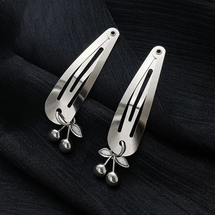 Grunge Aesthetic Cherry Hair Clips — view 2 Grunge Aesthetic Cherry Hair Clips — view 2
