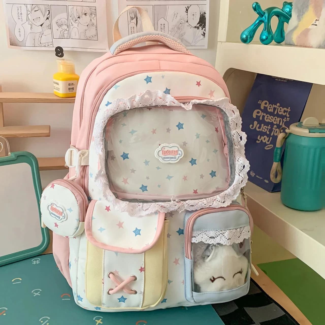 Pastel Star Lace Display Backpack — view 2 Pastel Star Lace Display Backpack — view 2