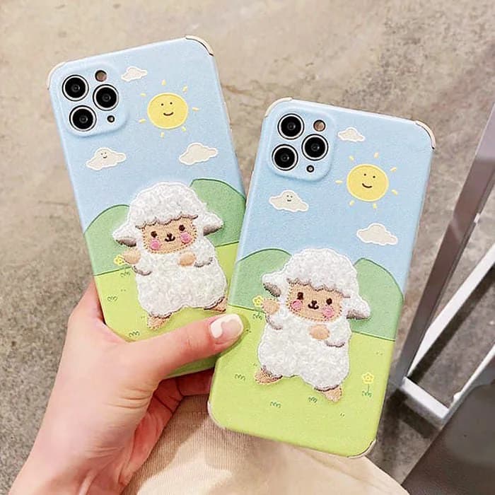 Sheep Embroidery iPhone Case — view 2 Sheep Embroidery iPhone Case — view 2