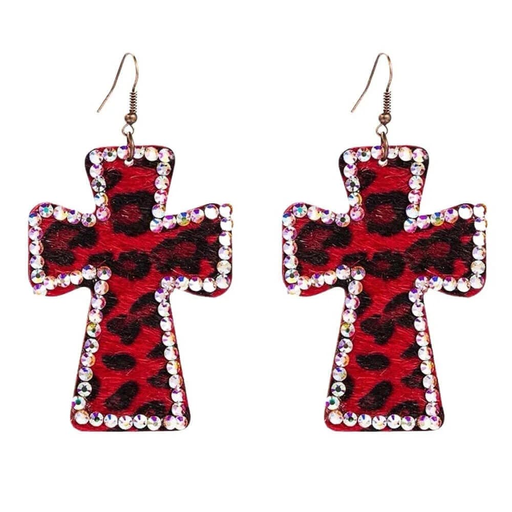 2000s Leopard Cross Earrings — view 2 2000s Leopard Cross Earrings — view 2
