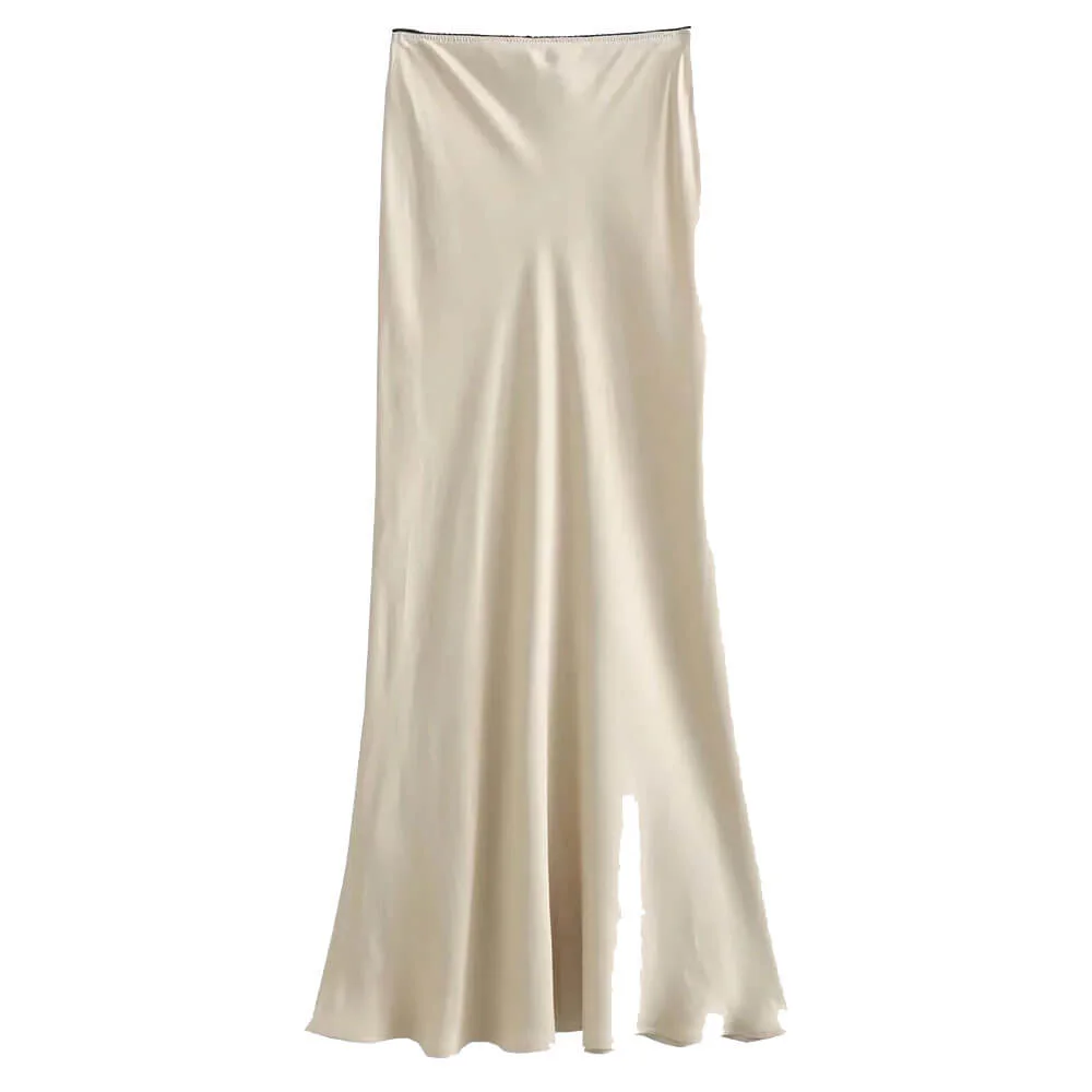 Low Waist Satin Maxi Skirt — view 2 Low Waist Satin Maxi Skirt — view 2