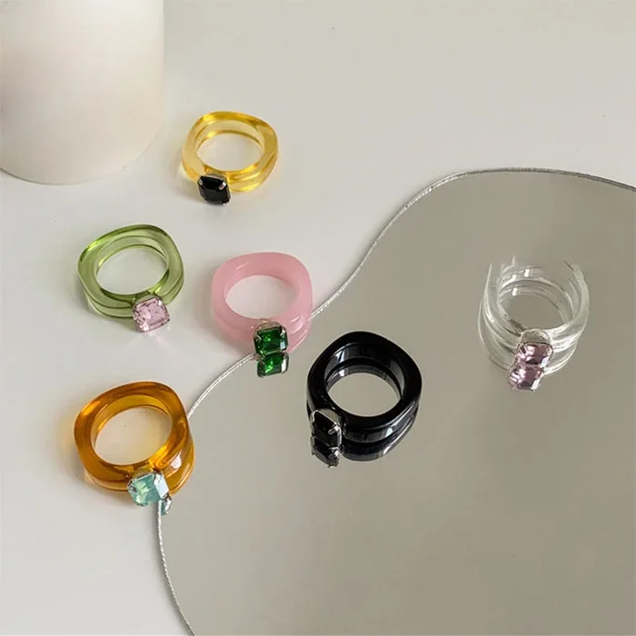 Y2K Rhinestone Chunky Ring — view 2 Y2K Rhinestone Chunky Ring — view 2