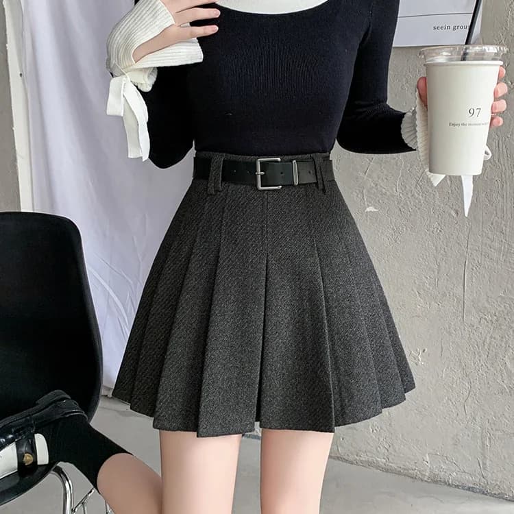 Vintage Tweed Pleated Skirt — view 2 Vintage Tweed Pleated Skirt — view 2
