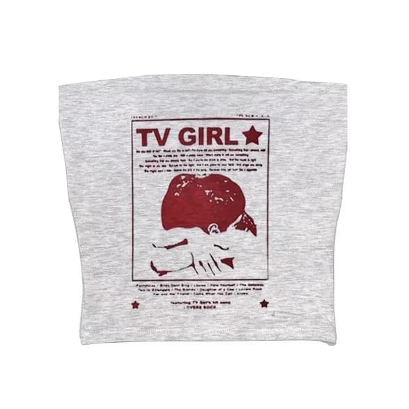 TV Girl Y2K Aesthetic Tube Top — view 1 TV Girl Y2K Aesthetic Tube Top — view 1