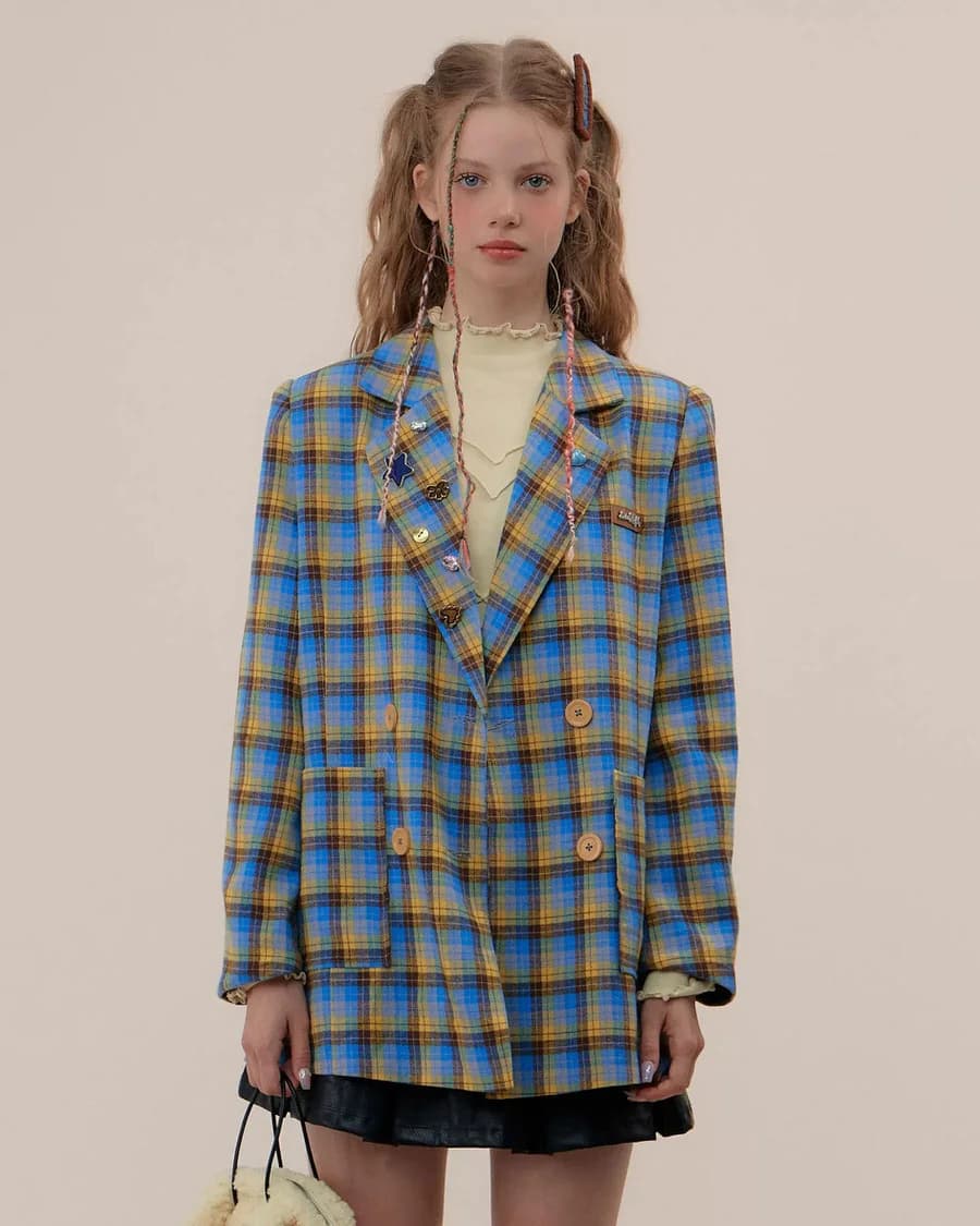 Good Manners Oversized Plaid Blazer — view 2 Good Manners Oversized Plaid Blazer — view 2