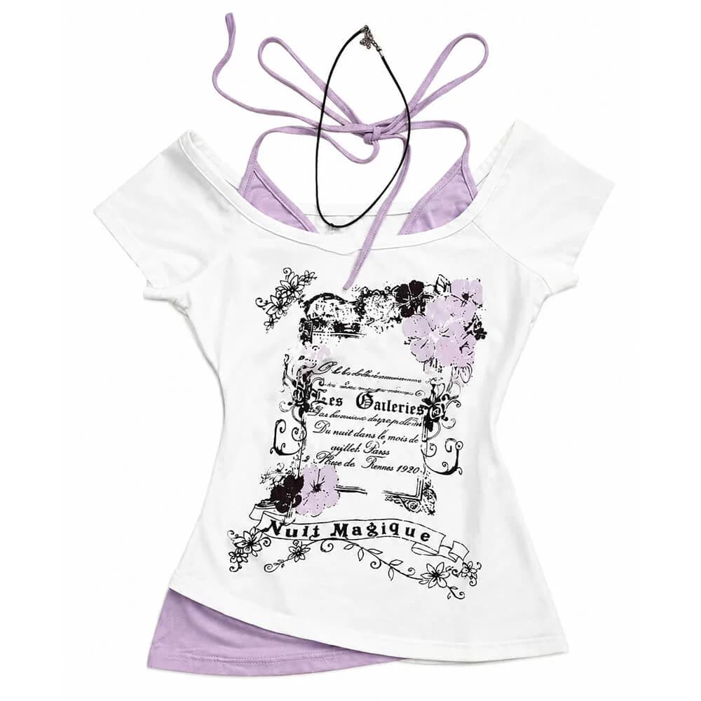 Y2K Halter Layered T-Shirt — view 1 Y2K Halter Layered T-Shirt — view 1