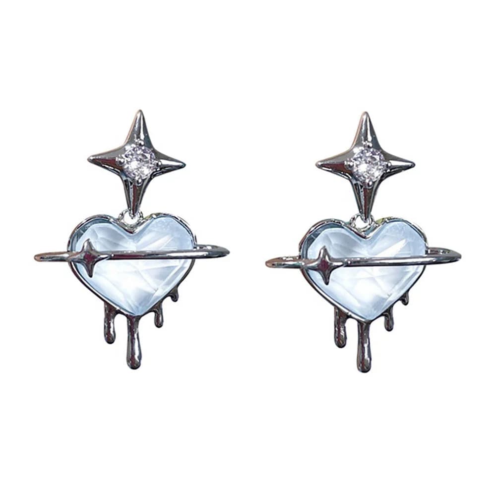 Saturn Star Heart Earrings — view 1 Saturn Star Heart Earrings — view 1