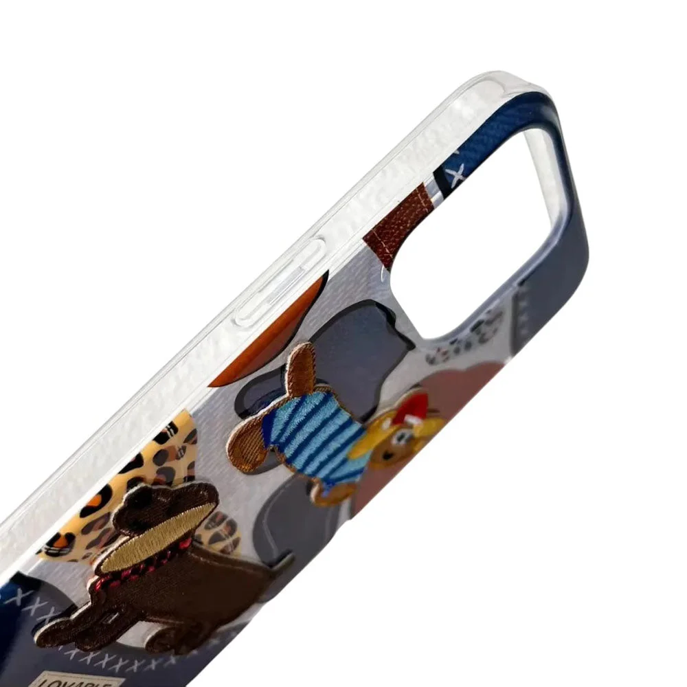 Dachshund Embroidery iPhone Case — view 2 Dachshund Embroidery iPhone Case — view 2