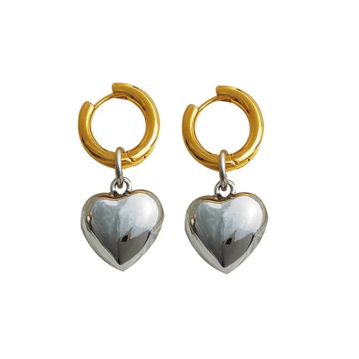 Heart Pendant Hoop Earrings — view 1 Heart Pendant Hoop Earrings — view 1