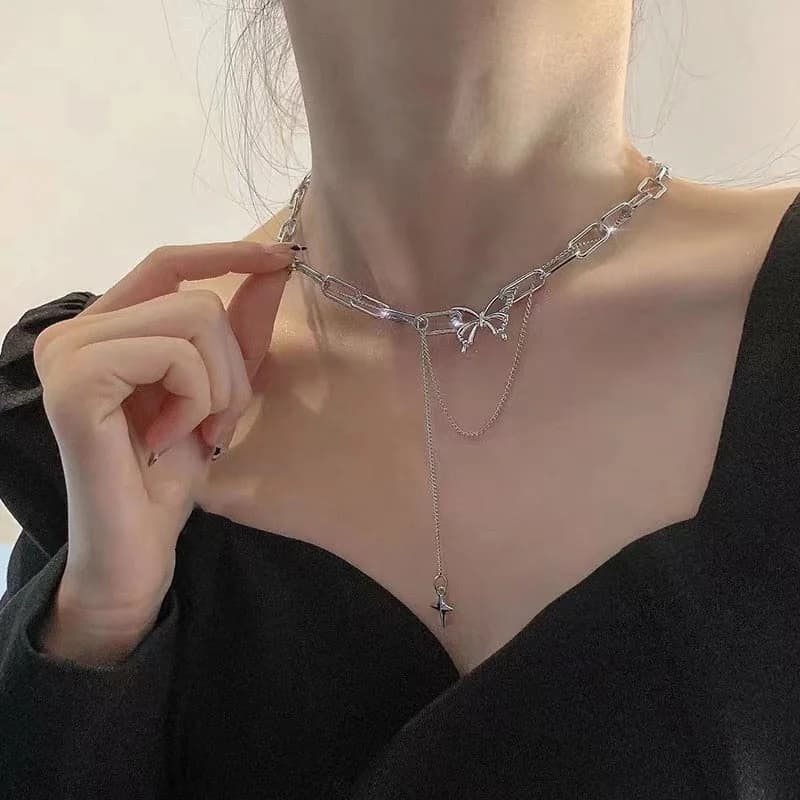 Butterfly Dainty Chain Choker — view 2 Butterfly Dainty Chain Choker — view 2
