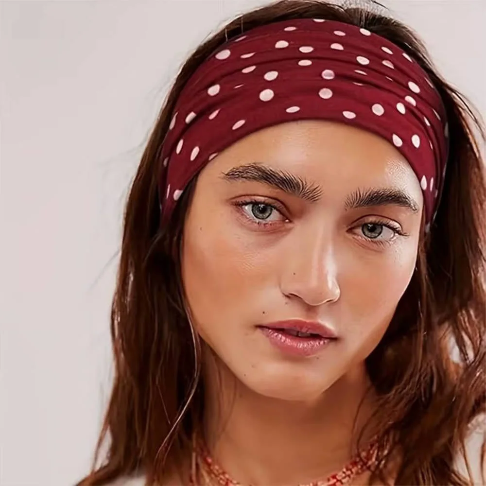 French Style Elastic Polka Dot Headband — view 2 French Style Elastic Polka Dot Headband — view 2