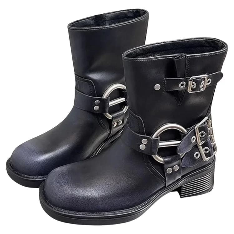 Grunge Sleaze Motorcycle Buckle Boots — view 2 Grunge Sleaze Motorcycle Buckle Boots — view 2