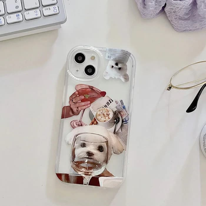 Puppy & Wine Glass iPhone Case — view 2 Puppy & Wine Glass iPhone Case — view 2
