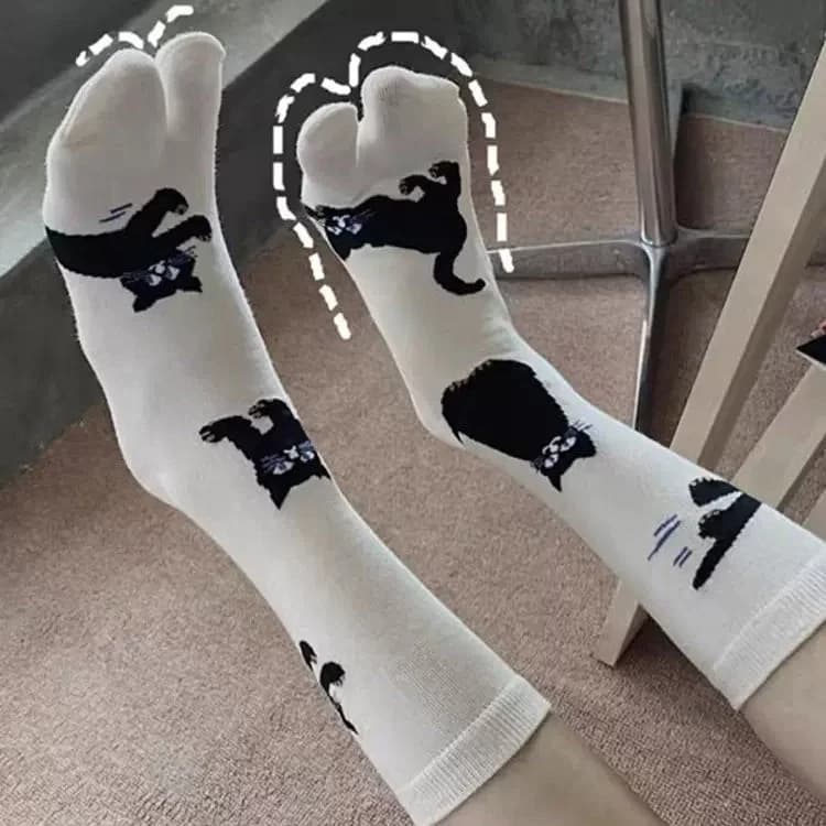 Black Cat Split Toe Tabi Socks — view 2 Black Cat Split Toe Tabi Socks — view 2