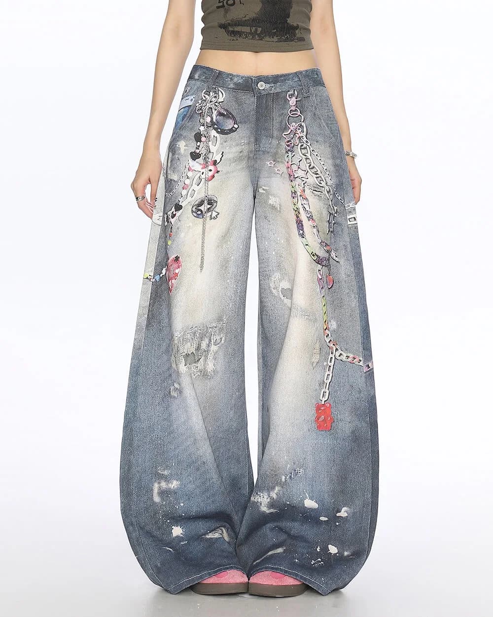 Loose Fit Chain Print Jeans — view 2 Loose Fit Chain Print Jeans — view 2