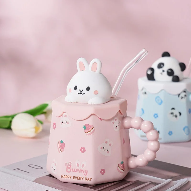 Pastel Animal Mug & Straw Set — view 1 Pastel Animal Mug & Straw Set — view 1