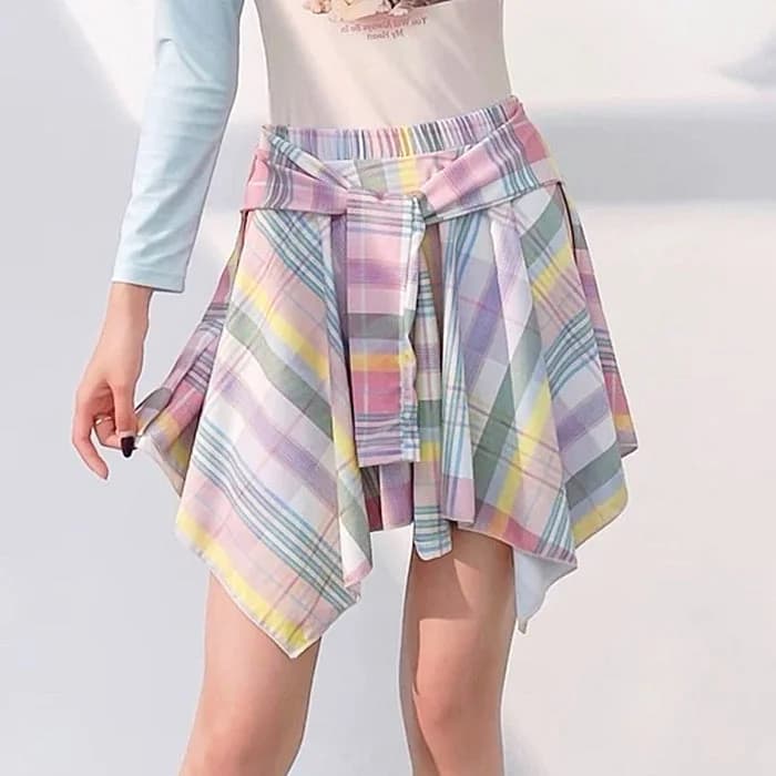 Secret Crush Pastel Plaid Skirt — view 3 Secret Crush Pastel Plaid Skirt — view 3