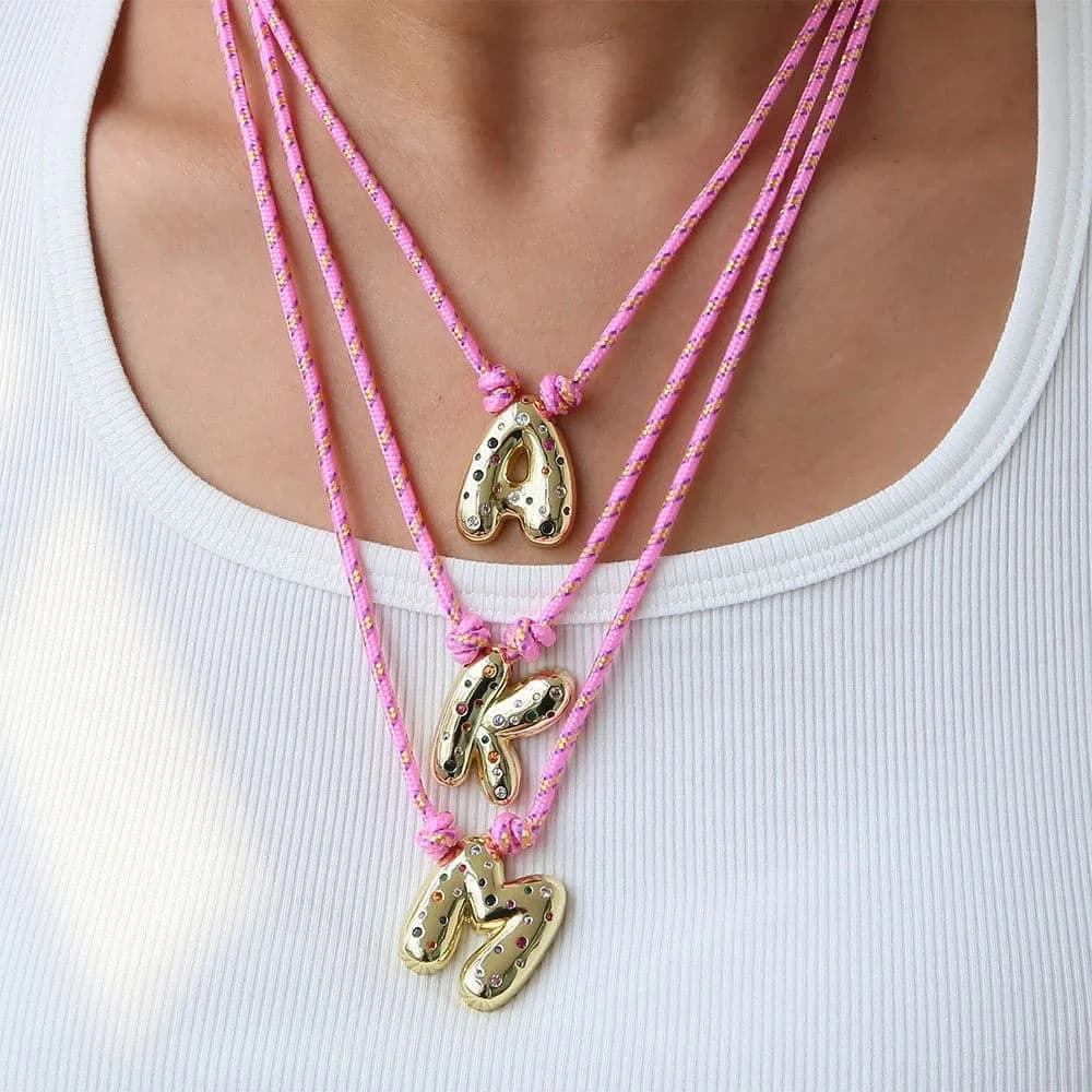 2000's Bubble Letter Pendant Necklace — view 1 2000's Bubble Letter Pendant Necklace — view 1
