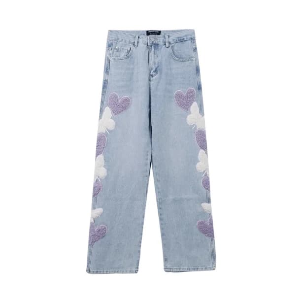 Heart Patchwork Straight Leg Jeans — view 2 Heart Patchwork Straight Leg Jeans — view 2