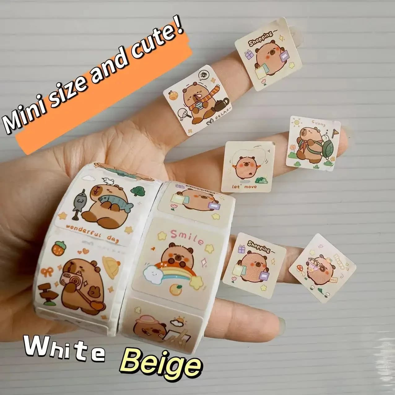 300pcs Capybara Sticker Roll – Cute Cartoon Seal Stickers — view 2 300pcs Capybara Sticker Roll – Cute Cartoon Seal Stickers — view 2