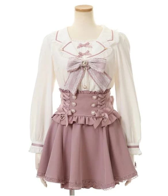 Ruffled Academia Suspender Skirt (Up to 4XL) — view 1 Ruffled Academia Suspender Skirt (Up to 4XL) — view 1