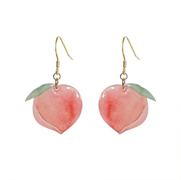 Dangle Drop Peach Earrings — view 1 Dangle Drop Peach Earrings — view 1