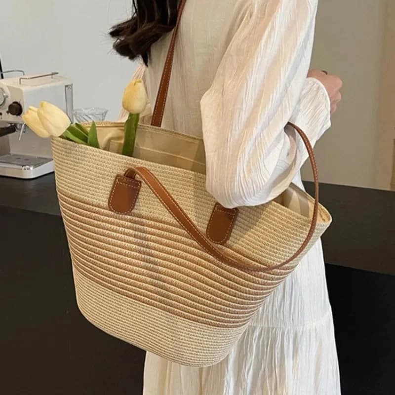 Summer Straw Tote Bag — view 1 Summer Straw Tote Bag — view 1