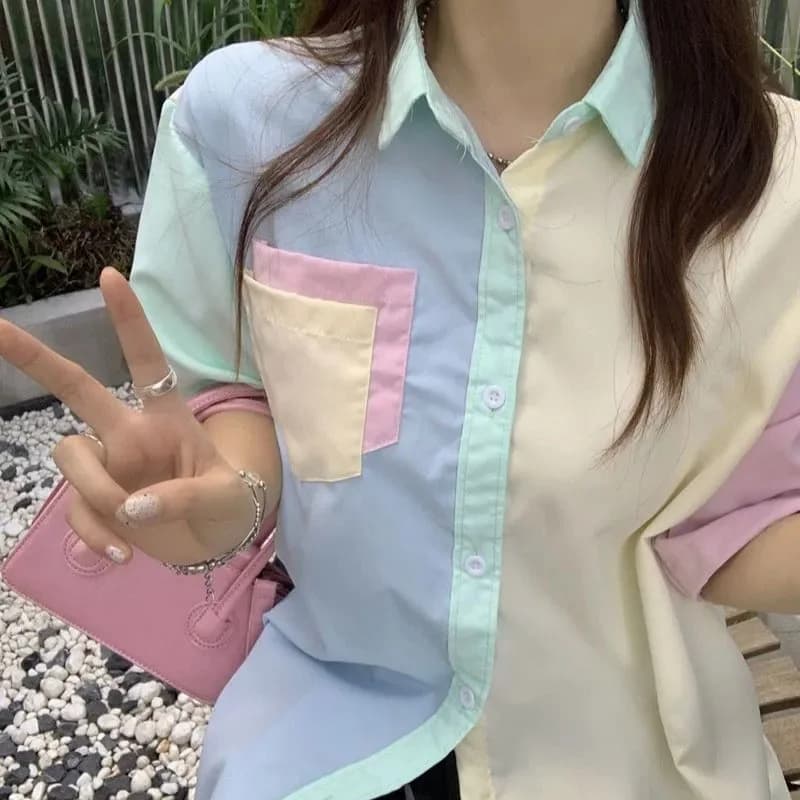 Kawaii Pastel Button-Up Shirt — view 2 Kawaii Pastel Button-Up Shirt — view 2