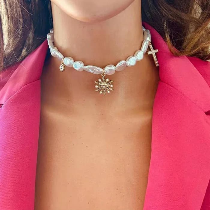 Celestial Sun Pearl Choker — view 2 Celestial Sun Pearl Choker — view 2