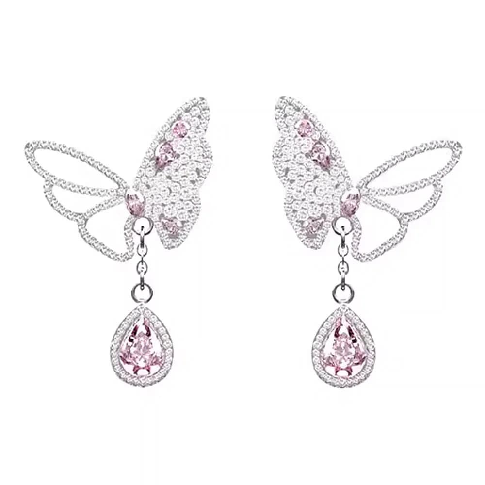 Sparkling Butterfly Drop Earrings — view 1 Sparkling Butterfly Drop Earrings — view 1