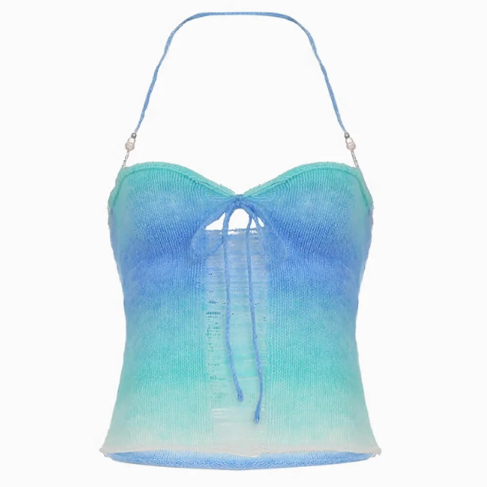 Beach Girl Gradient Knit Halter Top — view 1 Beach Girl Gradient Knit Halter Top — view 1