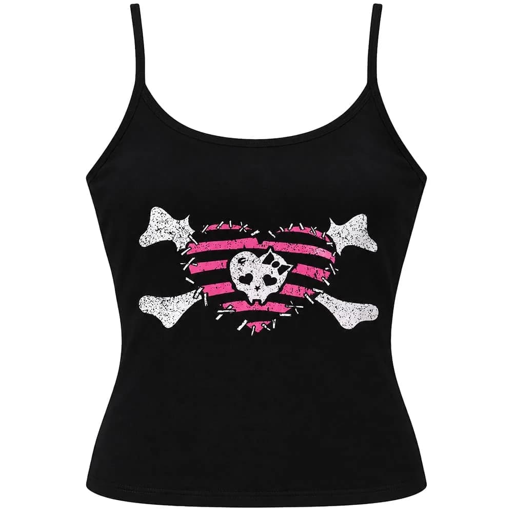 Emo Girl Skull & Bones Tank Top — view 1 Emo Girl Skull & Bones Tank Top — view 1