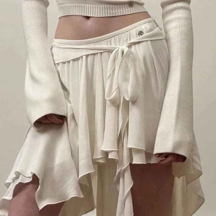 Balletcore Asymmetrical Mid Skirt — view 1 Balletcore Asymmetrical Mid Skirt — view 1