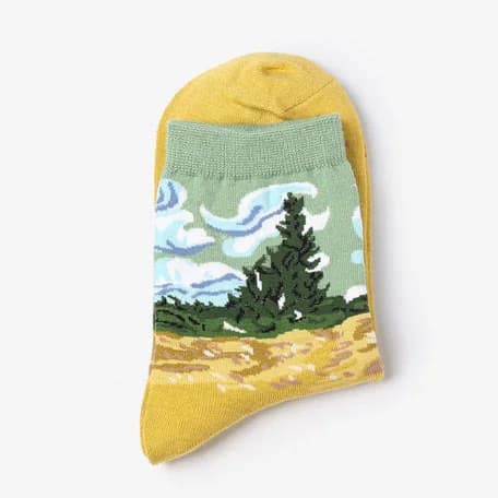 2.0 Wheat Field with Cypresses Socks — view 2 2.0 Wheat Field with Cypresses Socks — view 2