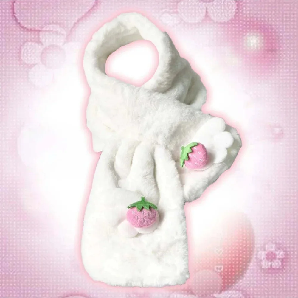 Winged Strawberry Faux Fur Scarf — view 2 Winged Strawberry Faux Fur Scarf — view 2
