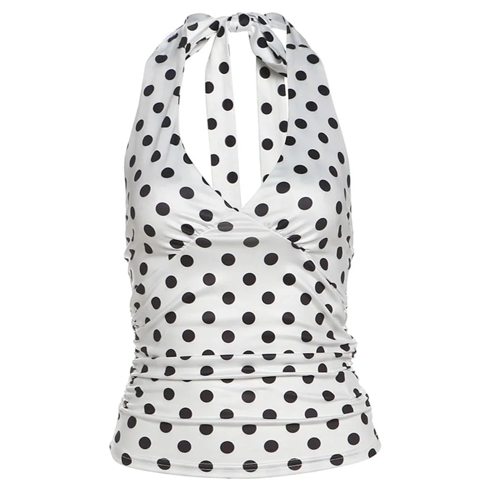 French Summer Polka Dot Halter Top — view 2 French Summer Polka Dot Halter Top — view 2