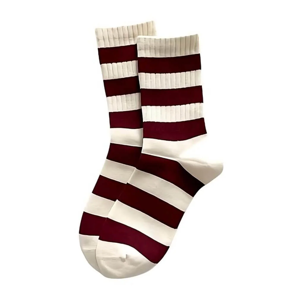 Red & Beige Striped Socks — view 1 Red & Beige Striped Socks — view 1