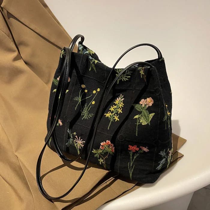 Plant Mom Aesthetic Flower Embroidery Bag — view 2 Plant Mom Aesthetic Flower Embroidery Bag — view 2