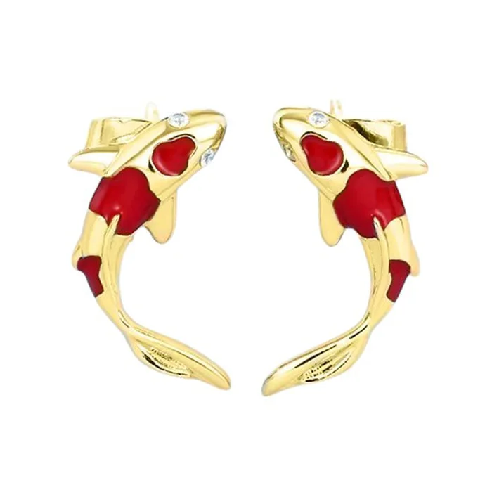 Koi Fish Stud Earrings — view 2 Koi Fish Stud Earrings — view 2