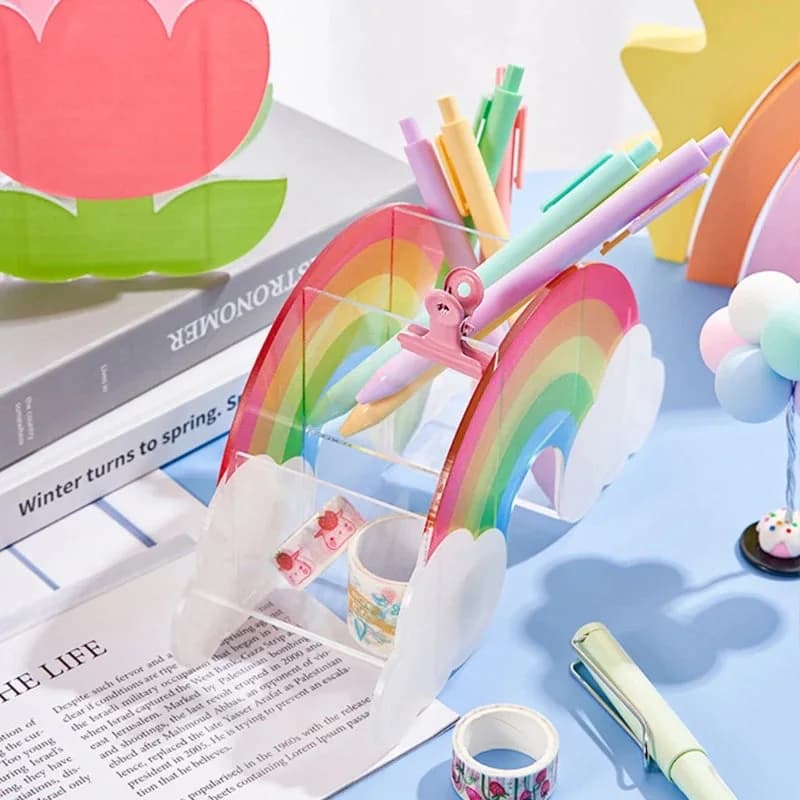 Rainbow Cloud Acrylic Pen Holder — view 2 Rainbow Cloud Acrylic Pen Holder — view 2