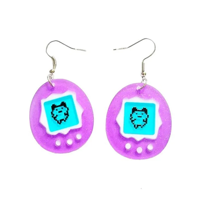 90's Kids Tamagotchi-Shaped Earrings — view 1 90's Kids Tamagotchi-Shaped Earrings — view 1
