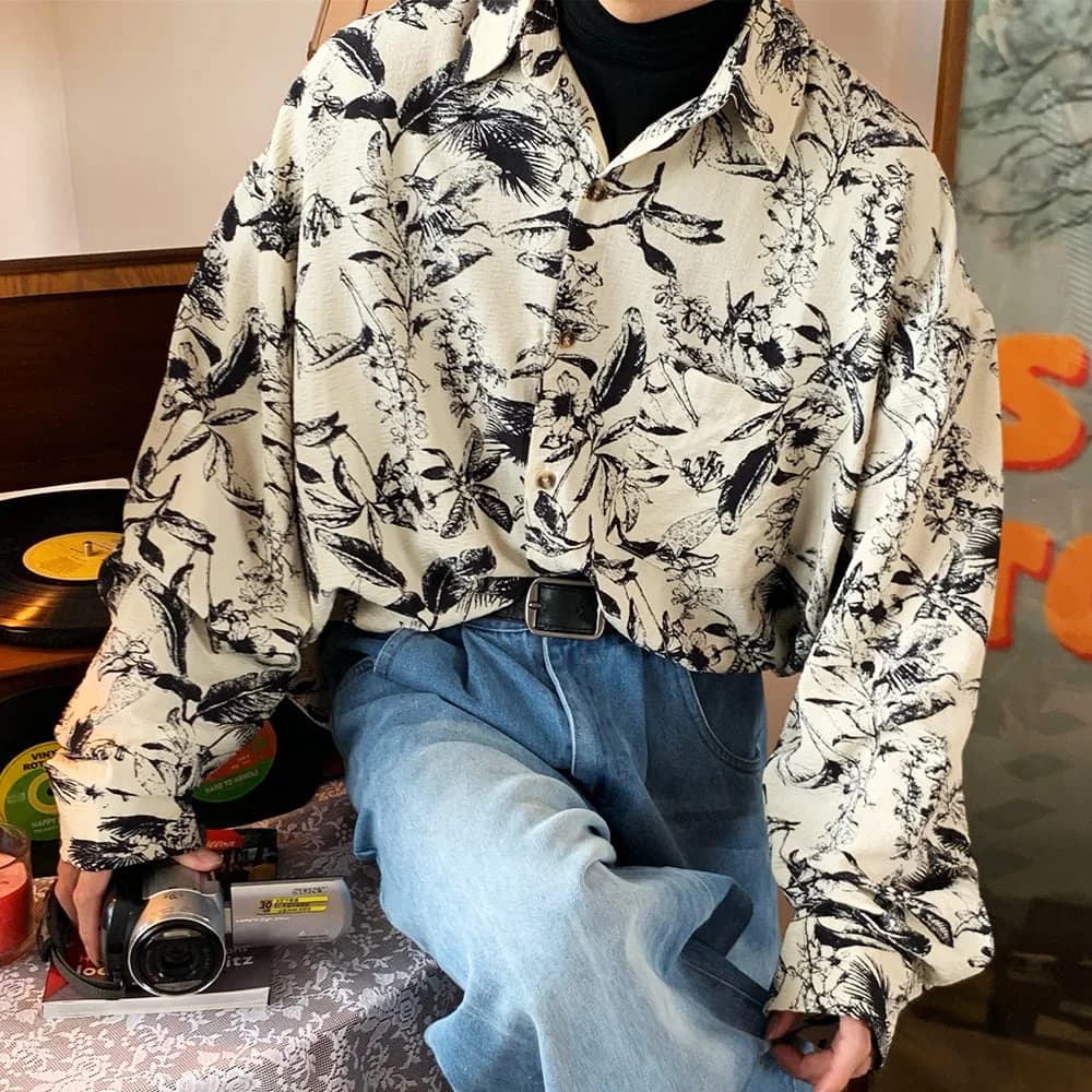 90s Style Floral Print Shirt — view 1 90s Style Floral Print Shirt — view 1