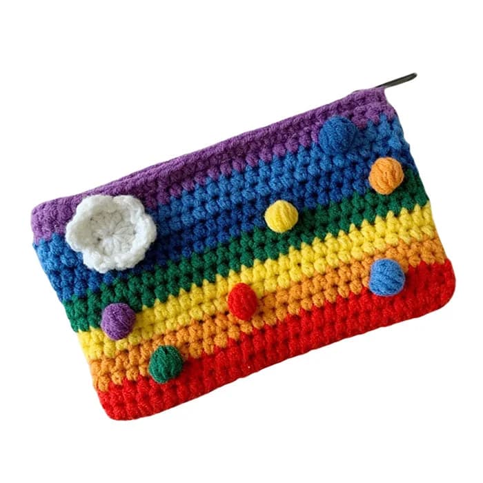 Rainbow Knitted Purse — view 2 Rainbow Knitted Purse — view 2