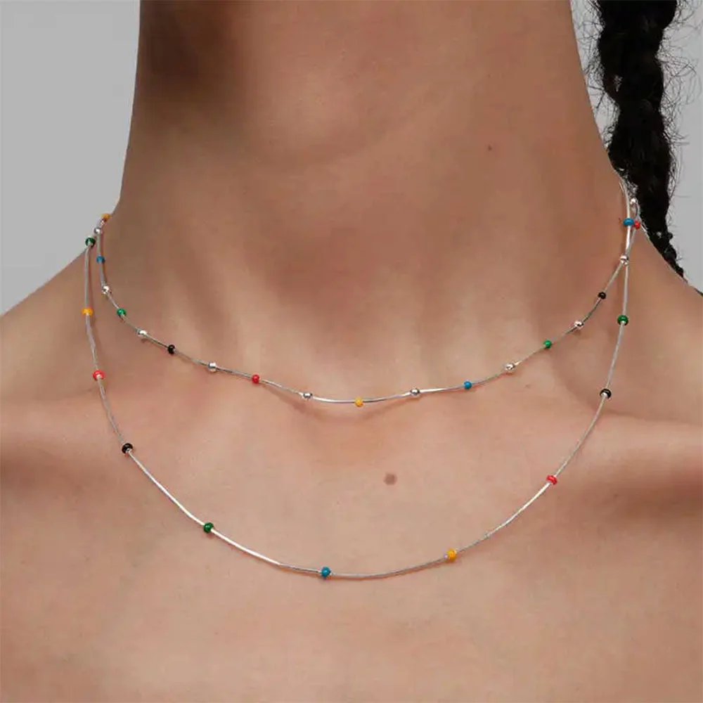Delicate Beaded Chain Necklace — view 2 Delicate Beaded Chain Necklace — view 2