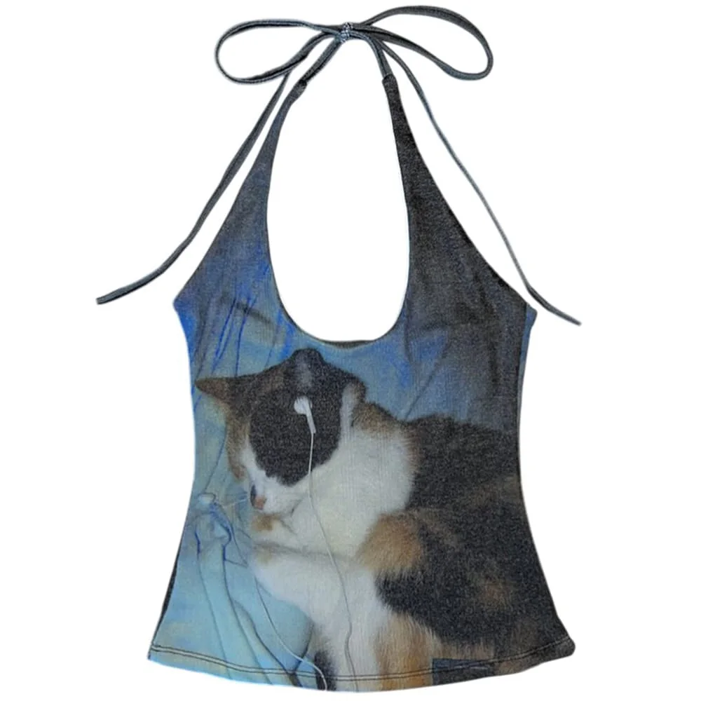 Headphones Kitty Halter Top — view 1 Headphones Kitty Halter Top — view 1