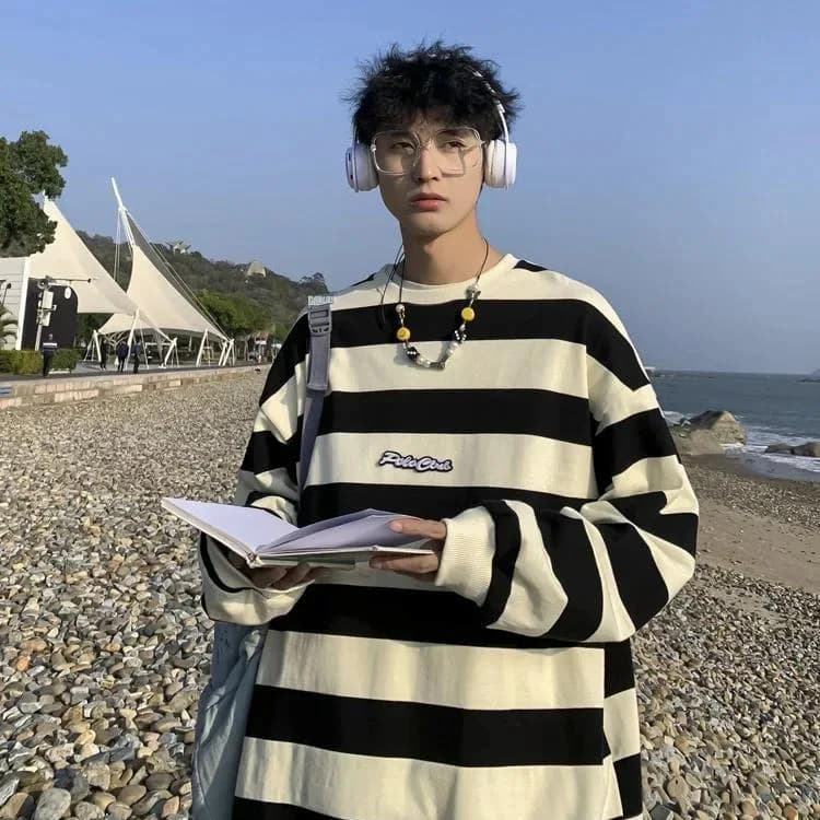 Y2K Striped Sweatshirt — view 1 Y2K Striped Sweatshirt — view 1