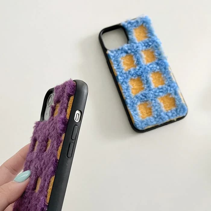 Plaid Fuzzy iPhone Case — view 2 Plaid Fuzzy iPhone Case — view 2