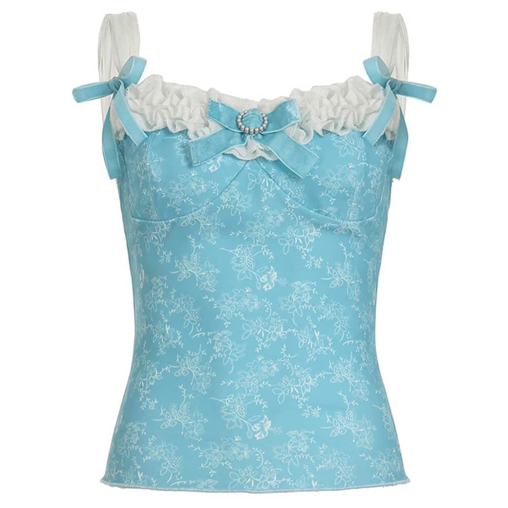 Princess Lace Cami Top in Blue — view 1 Princess Lace Cami Top in Blue — view 1