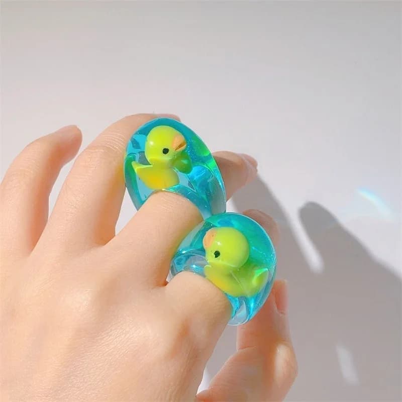 Cute Duck Clear Ring — view 1 Cute Duck Clear Ring — view 1