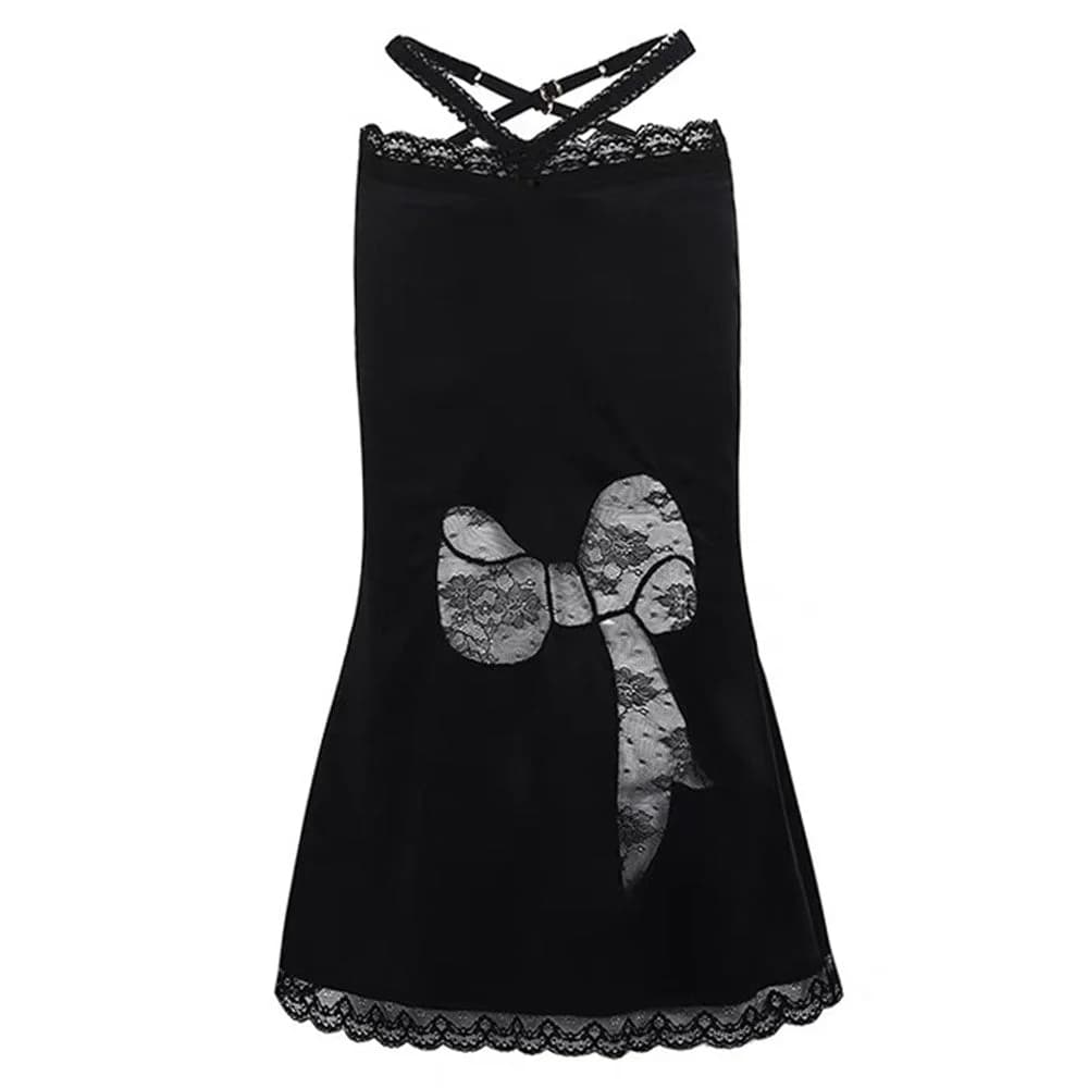 Satin Coquette Bow Lace Midi Skirt — view 1 Satin Coquette Bow Lace Midi Skirt — view 1
